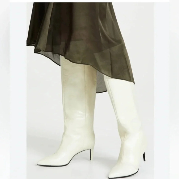 RAG & BONE BEHA KNEE HIGH WHITE CRINKLE 7 - Picture 8 of 9